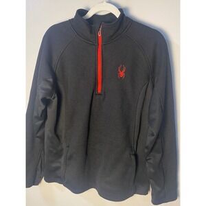 Spyder Men's Core Sweater 1/4 Zip Fleece Pullover M Black Thermal Midlayer